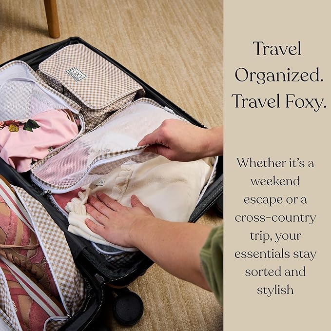9 Set Packing Cubes - Suitcase Organizer, Cute Packing Cubes, Travel Bags Organizer for Luggage with Hanging Toiletry and Shoe Bag, Travel Essentials for Women, Men and Kids -Pink