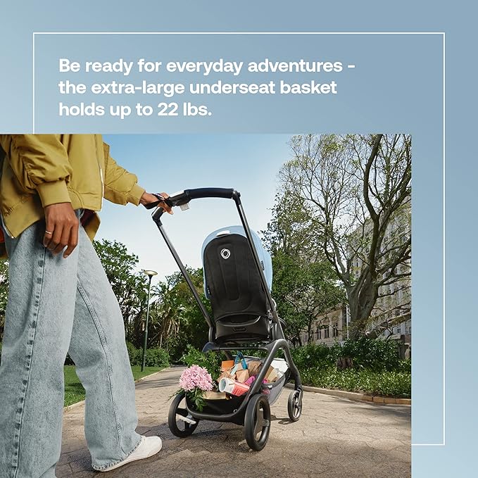 Bugaboo Dragonfly City Stroller, Lightweight Compact Baby Stroller with One Hand Easy Fold in Any Position, Full Suspension, XL Underseat Basket, Black Chassis and Midnight Black Sun Canopy