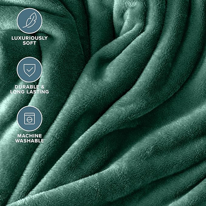 Bare Home Fleece Blanket - King Size - Ultra-Soft Lightweight for Bed, Sofa, and Couch - Luxury Microplush - Cozy Warm Blanket (King, Forest Green)