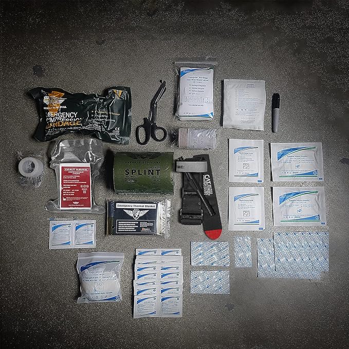 EVERLIT Emergency Trauma Kit, CAT GEN-7 Tourniquet 36" Splint, Military Combat Tactical IFAK for Critical Wounds First Aid, Gun Shots, Severe Bleeding Control (Camouflage)