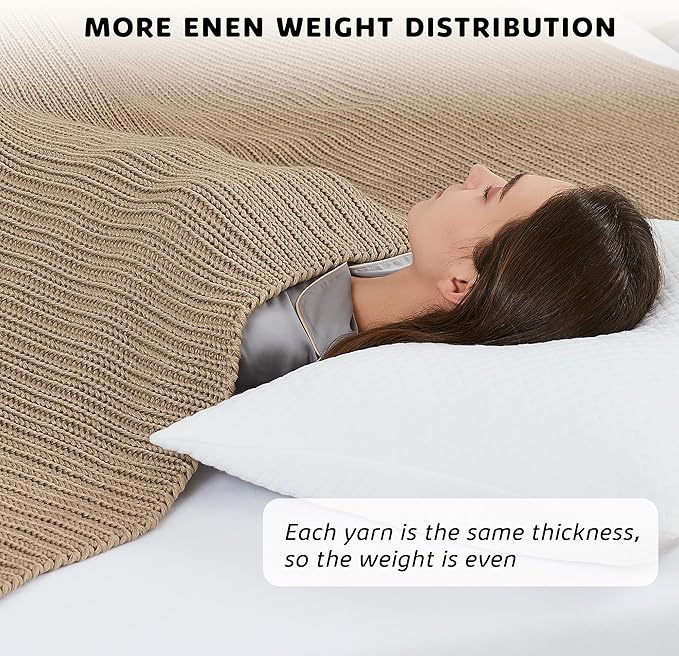 L'AGRATY Knitted Weighted Blanket - 60"x80" 15lbs Cooling Chunky Knit Heavy Blanket for Adults Braided Crochet Throw Thick Cable Yarn Knit Decorative No Beads Evenly Weighted Machine Washable