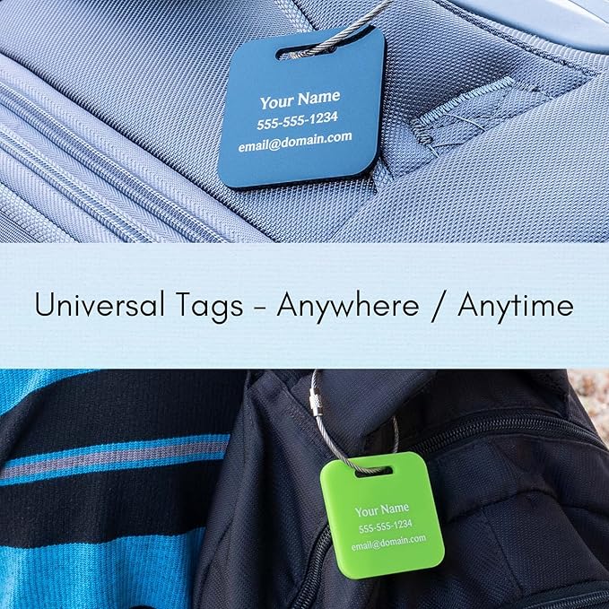 Custom Luggage Tags (3 or 6 Pack) - Personalized Unique Suitcase & Backpack Travel, Durable, Waterproof & Heavy Duty (Black)