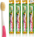 MOUTHWATCHERS Soft Childrens Flossing Manual Toothbrush, Value Pack of 4, Pink Toothbrushes for Kids & Teens, Ultra Clean, by Dr. Plotka's