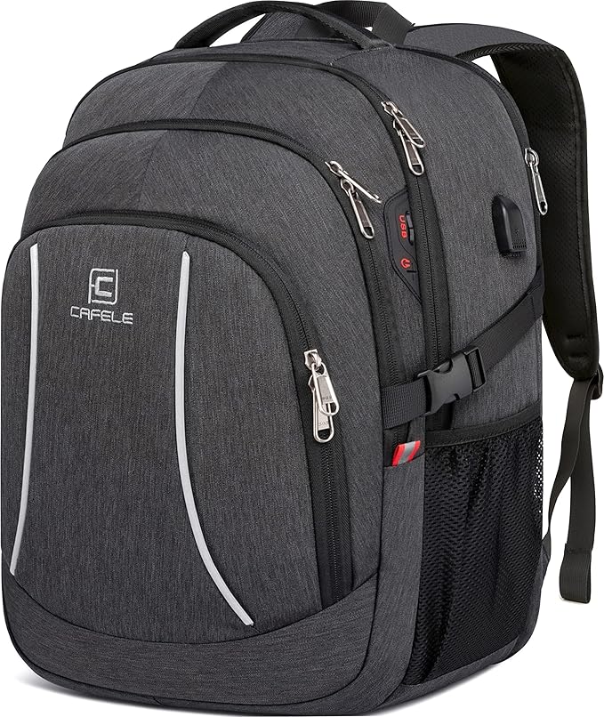 Backpack,17.3in Durable Travel Laptop Backpack, College Backpack,RFID Anti Theft Pocket Big Business Computer Bag,Water Resistant School Bookbag for Teens Men Women,Gifts Grey