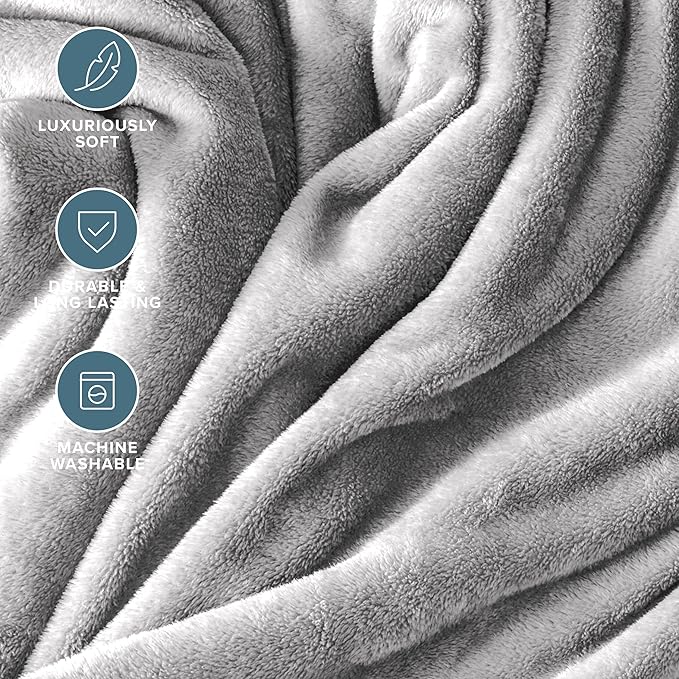 Bare Home Fleece Blanket - King Size - Ultra-Soft Lightweight for Bed, Sofa, and Couch - Luxury Microplush - Cozy Warm Blanket (King, Light Grey)