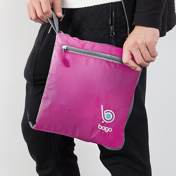 Bago Big XXL Foldable Duffel Bags for Traveling Women & Men - 140L Packable Duffle Bag for Travel with Shoe Compartment - Water Repellant, Heavy Duty, Lightweight Folding & Collapsible (Pink)