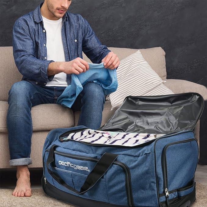 Pacific Gear Rolling Duffel Wheels, 30-inch Luggage, Hockey Bag, Heavy Duty
