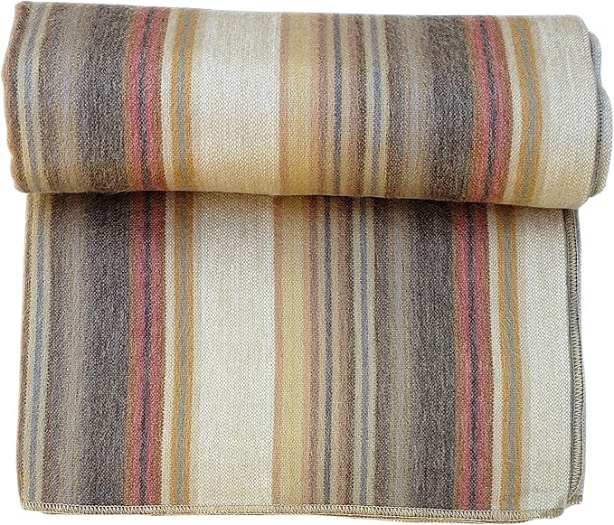 Alpaca Wool Throw Blanket | Super Soft, Lightweight, Breathable and Hypoallergenic | Non-Itchy or Scratchy (Beige Brown Varicolored, Queen (U.S. Standard))