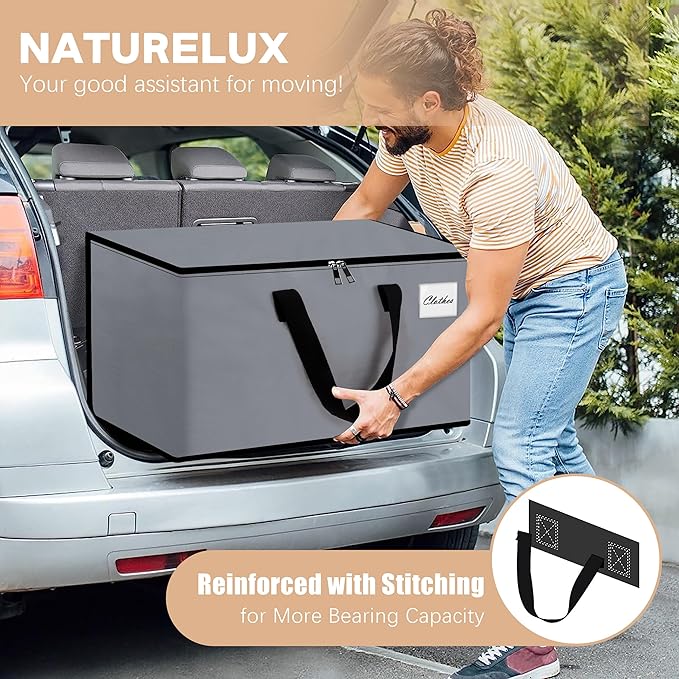 Heavy Duty Moving Bags - Extra Large Packing Bags and Storage Totes, Collapsible and Foldable Option for Moving and Storage, Grey, 93 L - 6 Pack