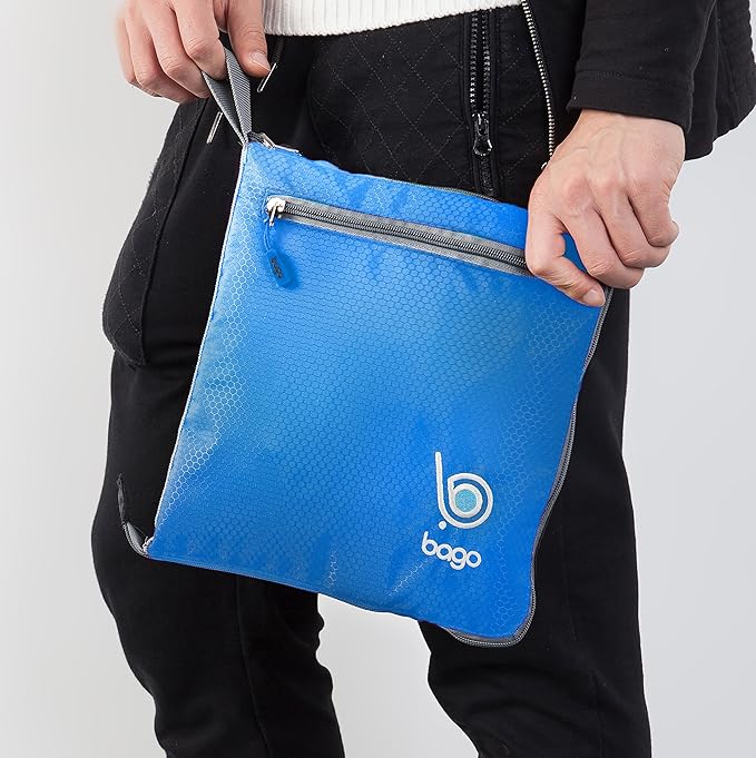 Bago Large Foldable Duffel Bags for Traveling Women & Men - 100L Packable Duffle Bag for Travel with Shoe Compartment - Water Repellant, Heavy Duty, Lightweight Folding & Collapsible (Blue)