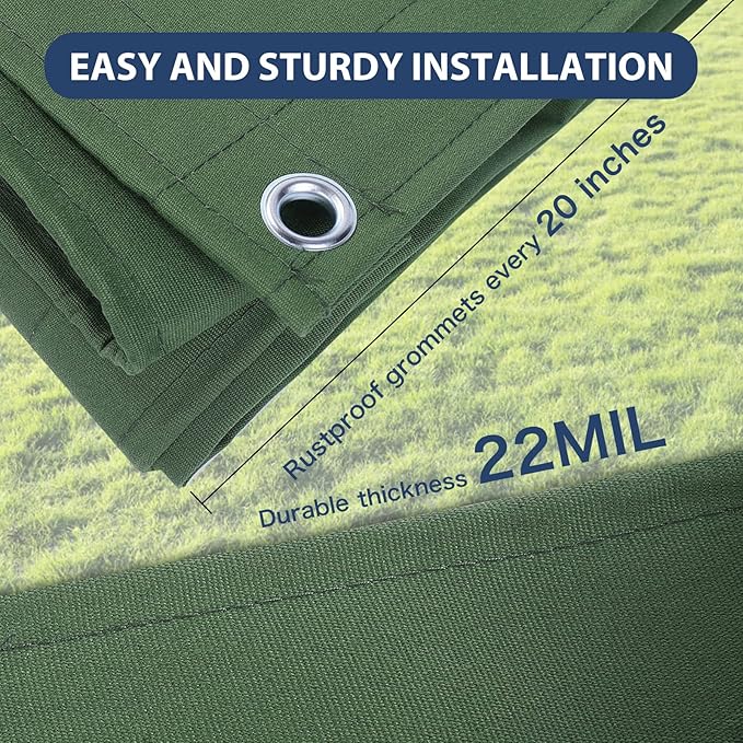 16’x20’ Canvas Tarps Heavy Duty Waterproof Tarpaulins with Aluminum Grommets,UV Resistant, 22Mil Multipurpose Drop Cloth, 14oz Durable Cover Sheet for Outdoor and Indoor Use with Ropes.