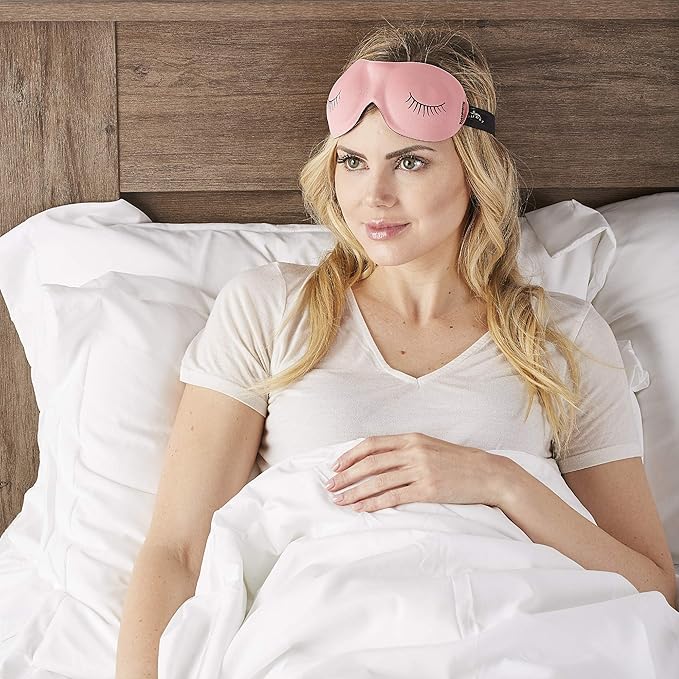 Bucky Ultralight Comfortable Contoured Travel and Sleep Eye Mask, Strawberry Eyelash, One Size