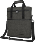 opux 3 Bottle Wine Carrier Tote, Insulated Leakproof Wine Cooler Bag, Wine Travel Bag for Picnic BYOB Beach, Portable Wine Bottle Carrying Case, Gift for Wine Lover Women Men Christmas, Charcoal Grey