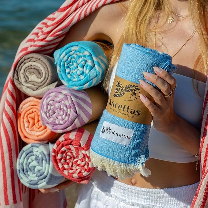 Turkish Beach Towel - 100% Organic Cotton - Soft, Quick-Dry, Sand Proof, Prewashed - Lightweight & Oversized for Beach, Pool, Yoga, Bath, Travel, Gym, Throw - Amethyst (Purple)