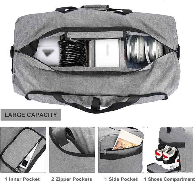 100L Duffle Bag for Travel, Large Foldable Waterproof Travel Duffel Bags Weekender Overnight Bag for Men and Women with Shoe Compartment