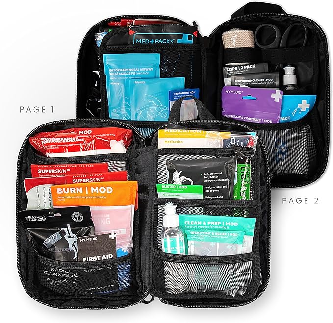 MY MEDIC MyFAK Standard Ifak First Aid Kit - 132 Life Saving Trauma and Medical Items - HSA FSA Eligible Survival Kit for Camping or Your Car - Black